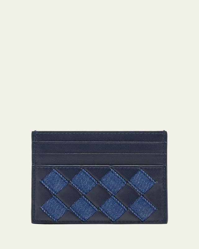 Intrecciato Denim Leather Card Case